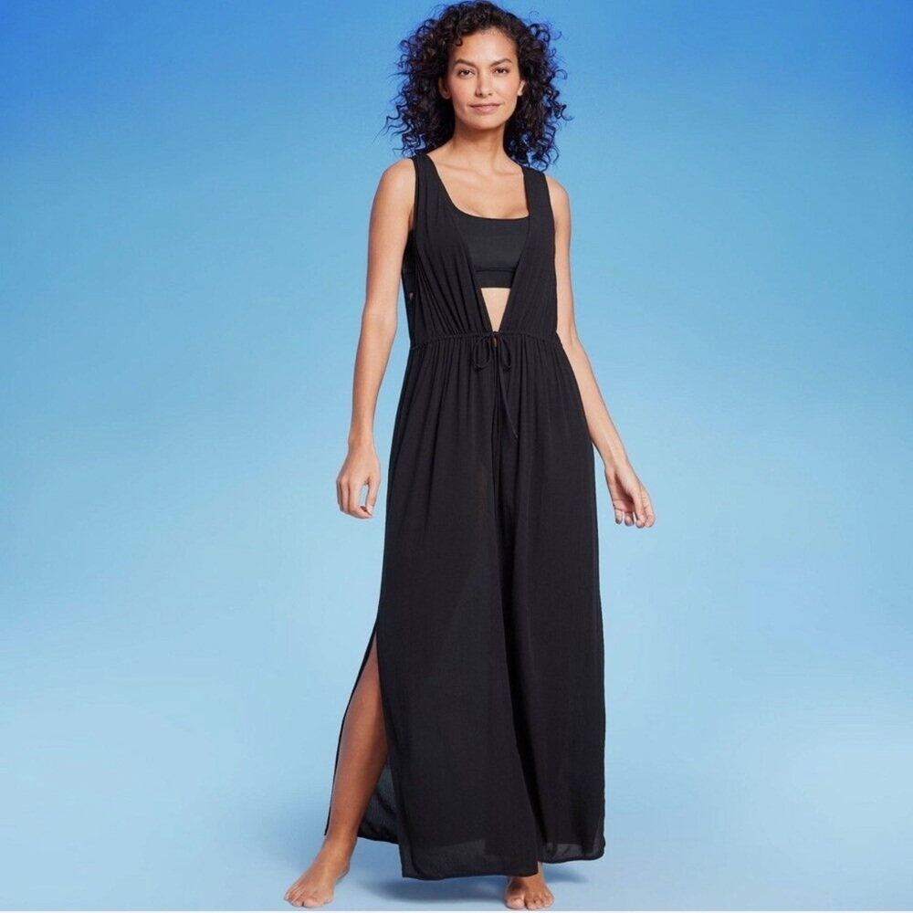 Kona Sol Black Swim Coverup A-Line Design
